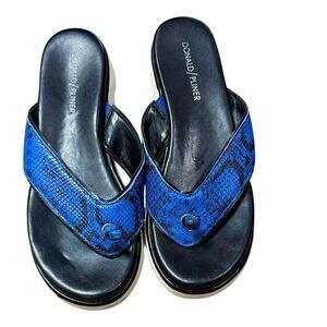 Donald Pliner Cobalt Blue Camo Leather Flip Flop Sandals